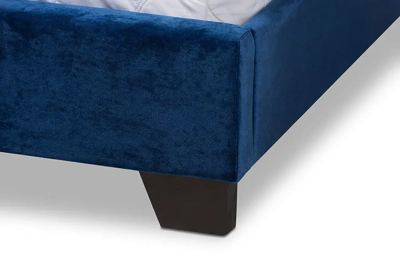 Darcy Navy Velvet Upholstered Bed (Full) iHome Studio