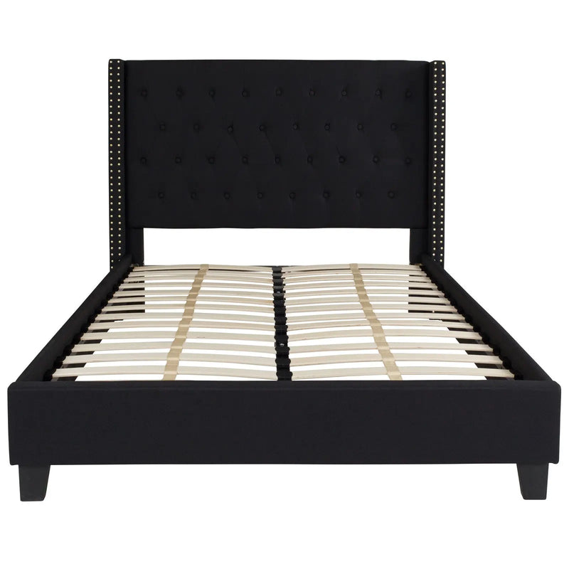 Darcy Tufted Upholstered Platform Bed, Black (Full) iHome Studio