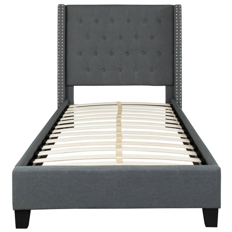 Darcy Tufted Upholstered Platform Bed, Dark Gray (Twin) iHome Studio
