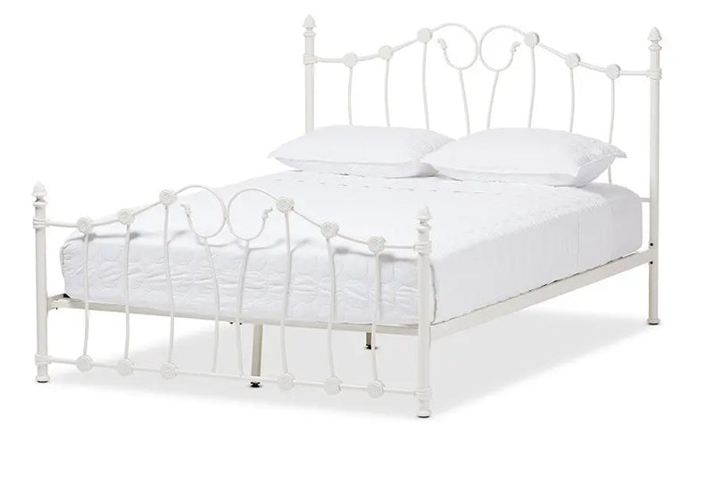 Darcy White Finished Metal Platform Bed (Full) iHome Studio