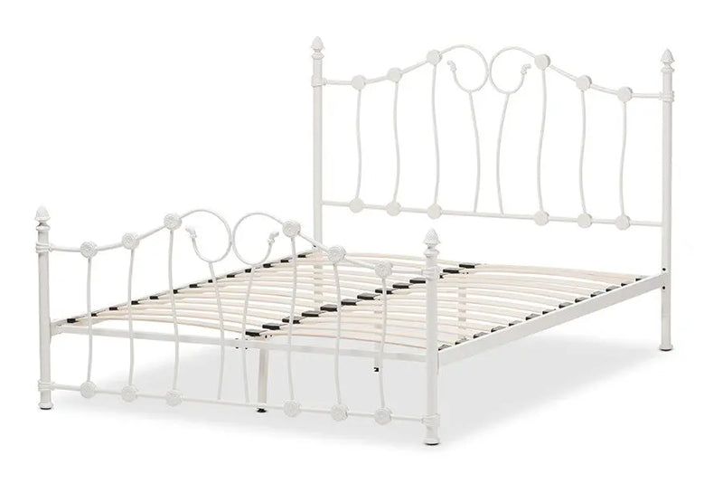 Darcy White Finished Metal Platform Bed (Full) iHome Studio