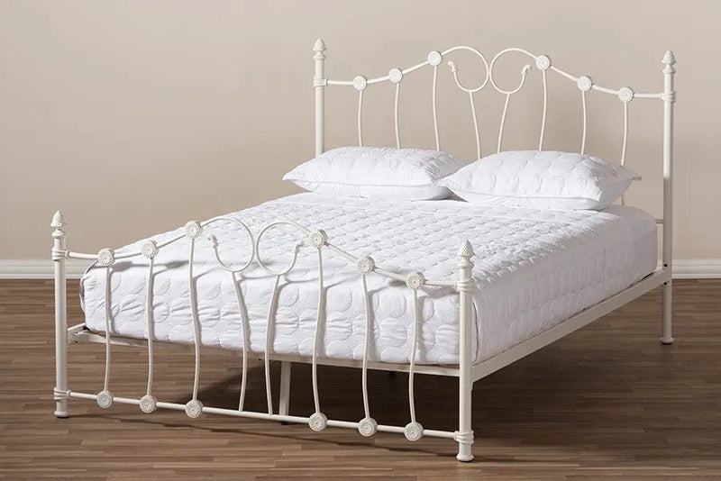 Darcy White Finished Metal Platform Bed (Full) iHome Studio