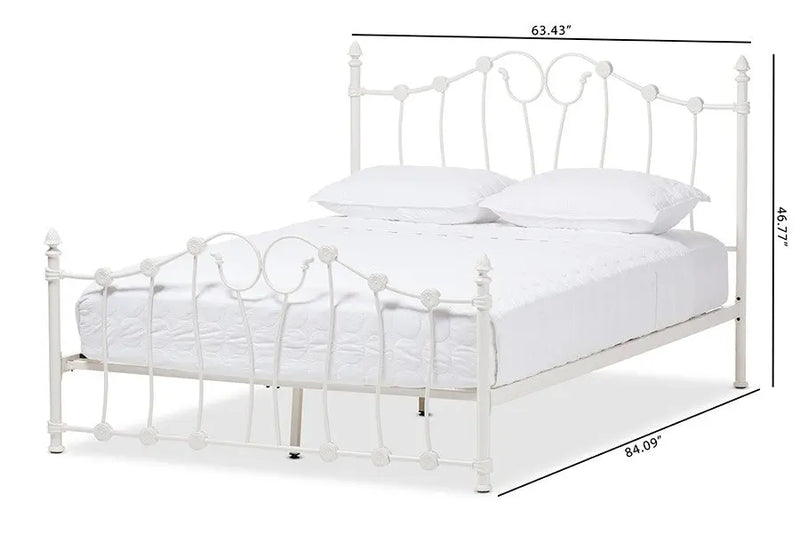 Darcy White Finished Metal Platform Bed (Full) iHome Studio