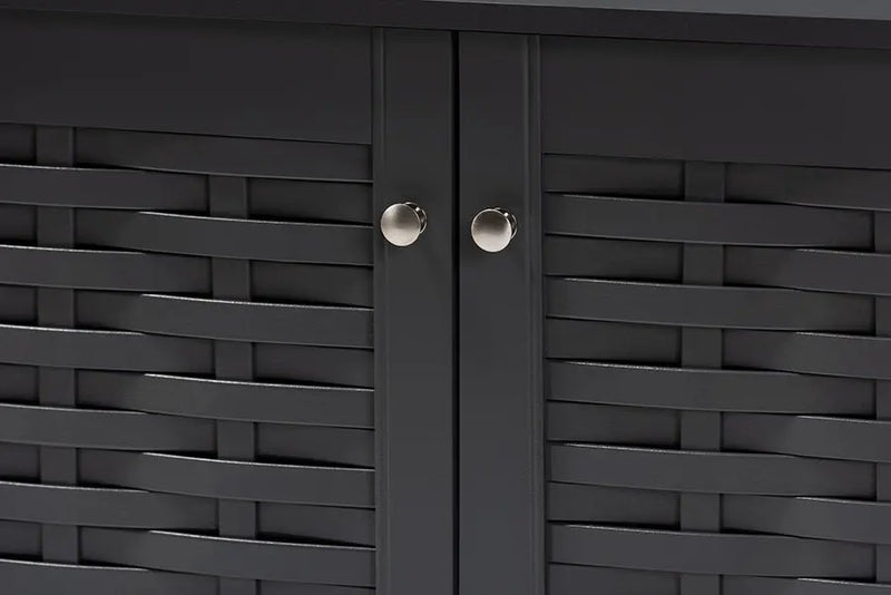 Dariell Dark Gray 2-Door Wooden Entryway Shoe Storage Cabinet iHome Studio