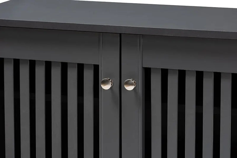 Dariell Dark Gray 3-Door Wooden Entryway Shoe Storage Wide Cabinet iHome Studio