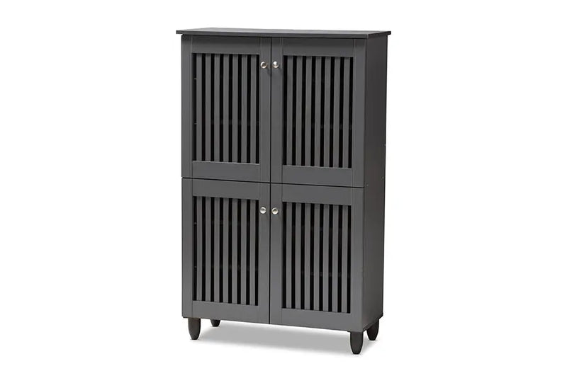 Dariell Dark Gray 4-Door Wooden Entryway Shoe Storage Cabinet iHome Studio