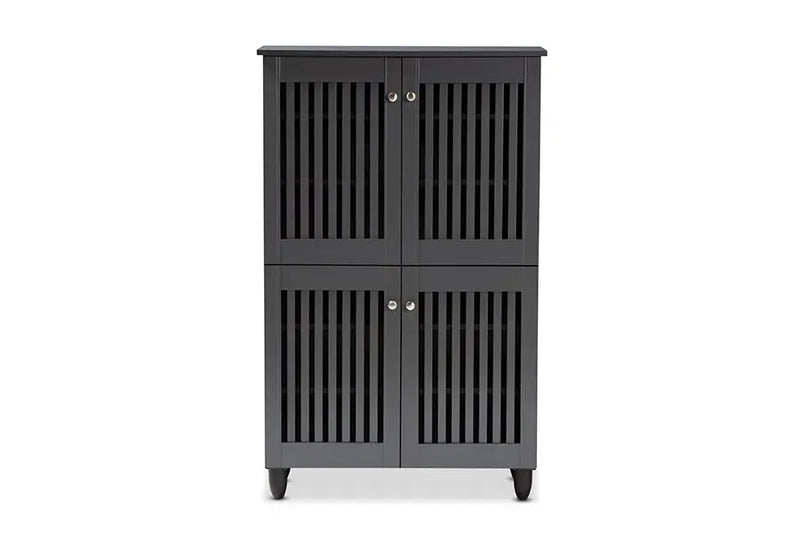 Dariell Dark Gray 4-Door Wooden Entryway Shoe Storage Cabinet iHome Studio