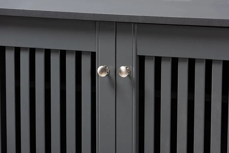 Dariell Dark Gray 4-Door Wooden Entryway Shoe Storage Cabinet iHome Studio