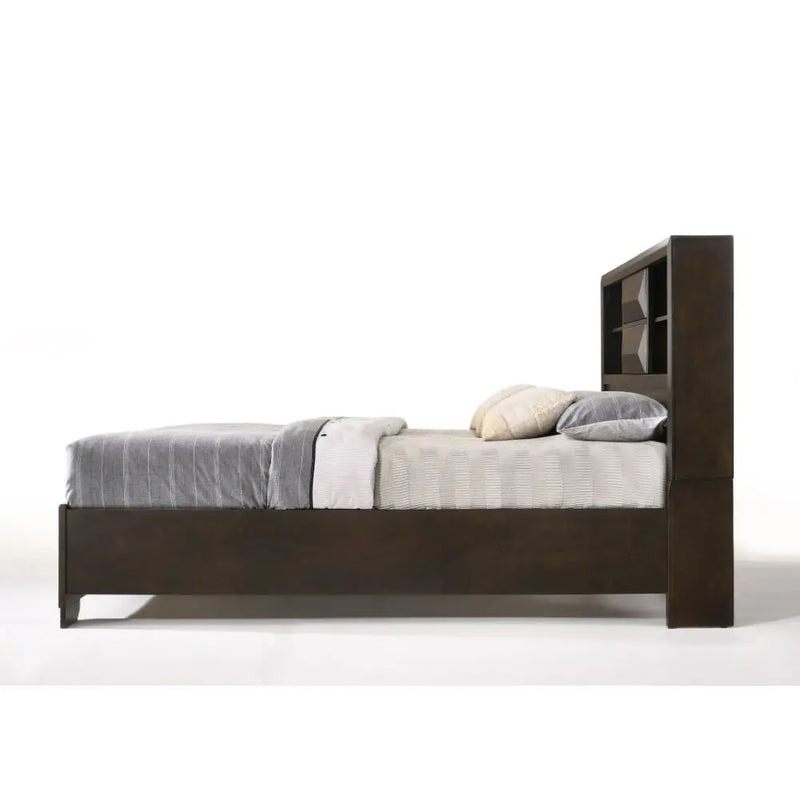 David King Bed w/Bookcase Headboard, Espresso iHome Studio