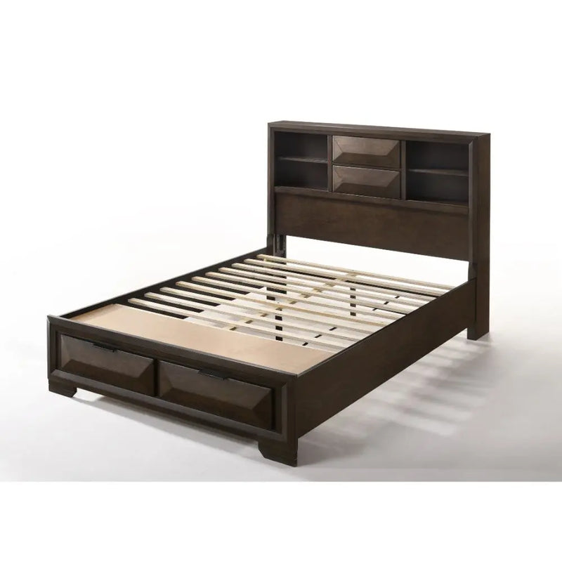 David Queen Bed w/Bookcase Headboard, Espresso iHome Studio