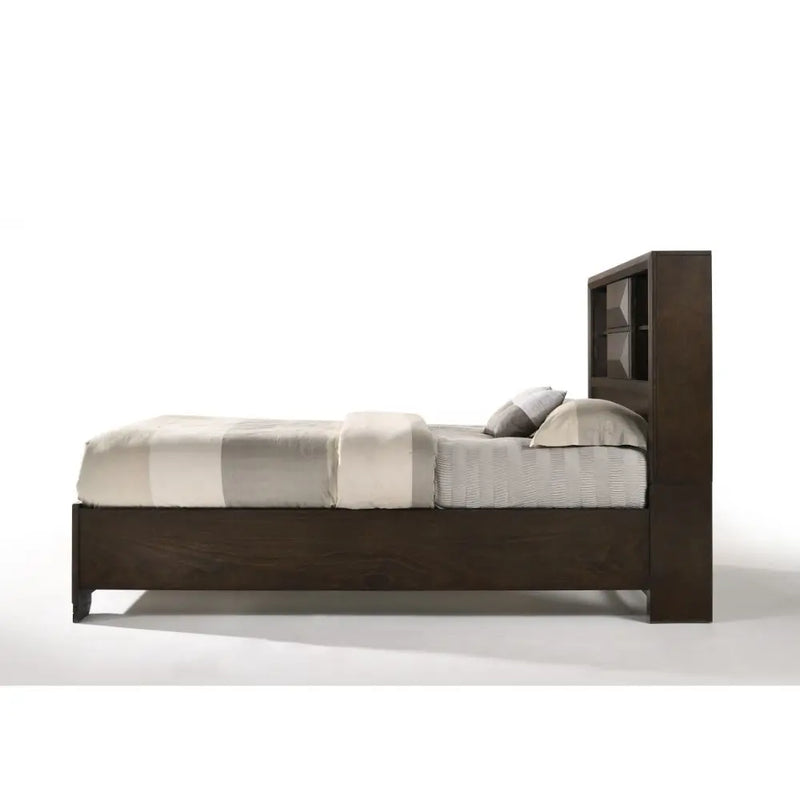 David Queen Bed w/Bookcase Headboard, Espresso iHome Studio