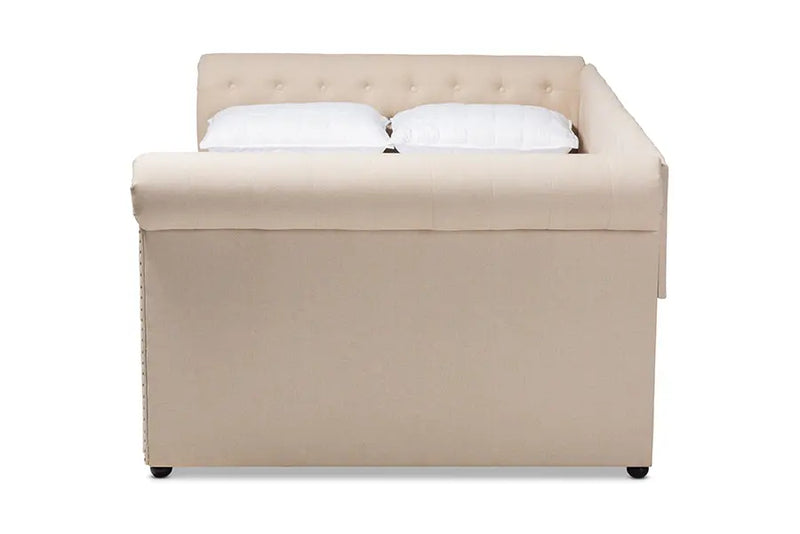 Dawson Beige Fabric Upholstered Queen Size Daybed iHome Studio