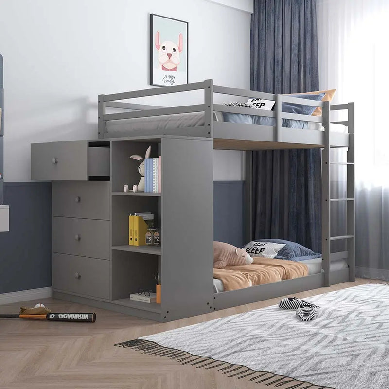 Dayana Twin/Twin Bunk Bed, Gray Finish iHome Studio