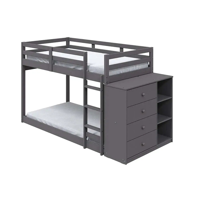 Dayana Twin/Twin Bunk Bed, Gray Finish iHome Studio