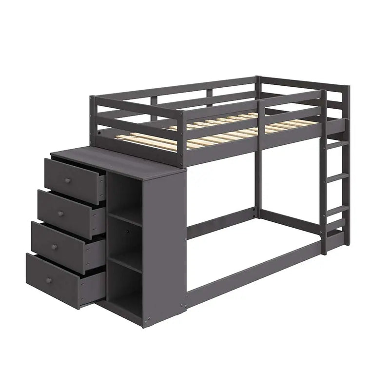 Dayana Twin/Twin Bunk Bed, Gray Finish iHome Studio