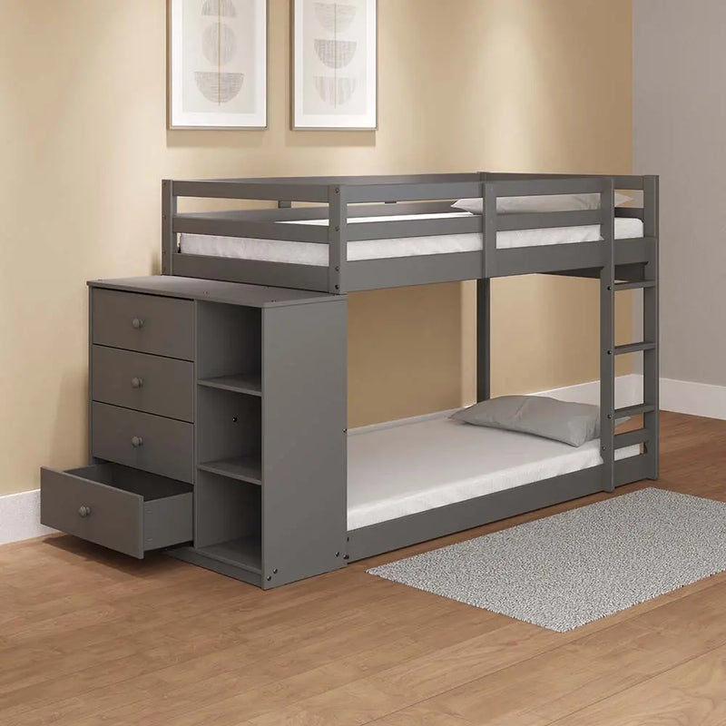 Dayana Twin/Twin Bunk Bed, Gray Finish iHome Studio