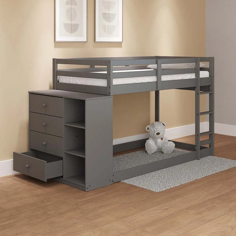 Dayana Twin/Twin Bunk Bed, Gray Finish iHome Studio