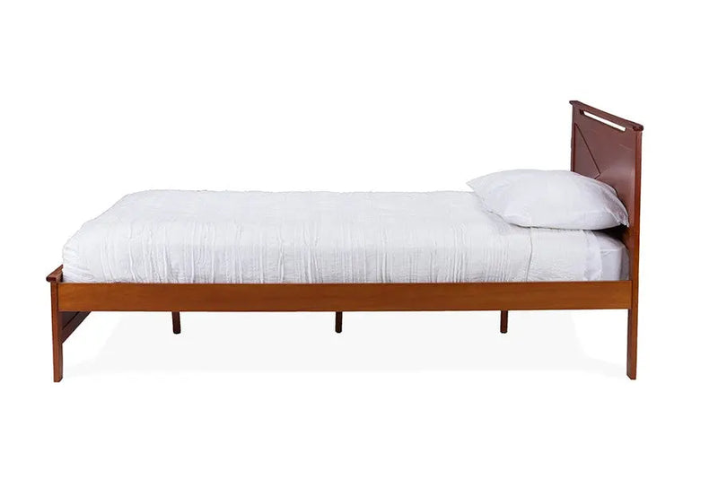 Demitasse Brown Wood Bed Platform Bed w/Headboard (Twin) iHome Studio