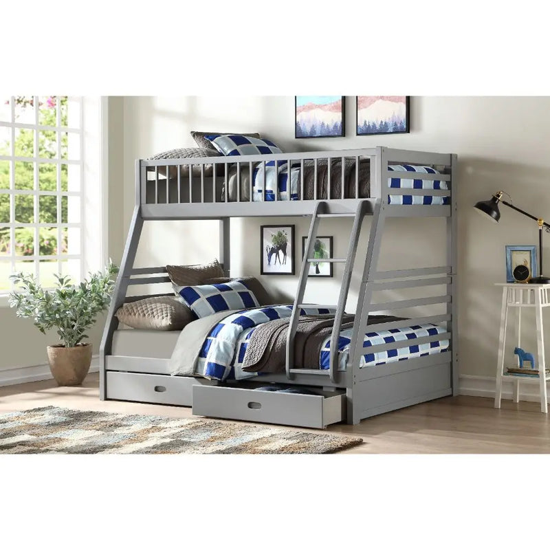 Denver Twin/Full Bunk Bed w/Drawers, Gray iHome Studio