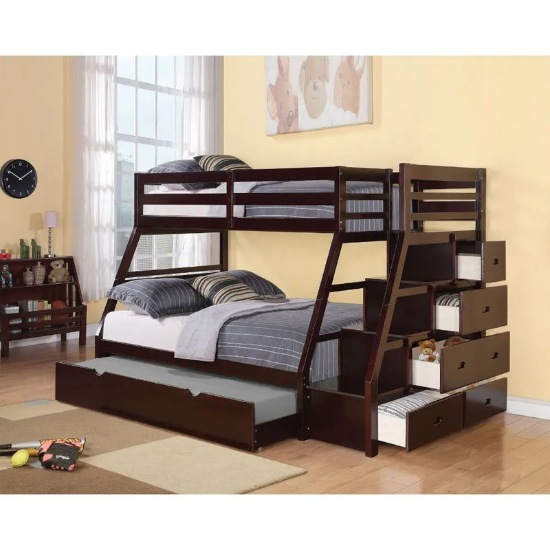 Denver Twin/Full Bunk Bed w/Storage and Trundle - Espresso, Espresso iHome Studio