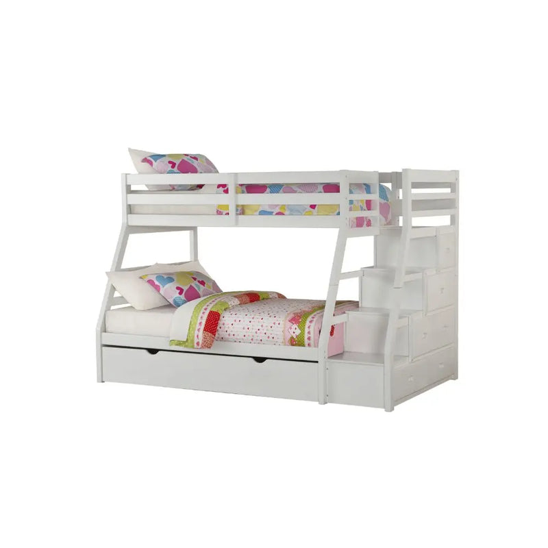 Denver Twin/Full Bunk Bed w/Storage and Trundle - White, White iHome Studio