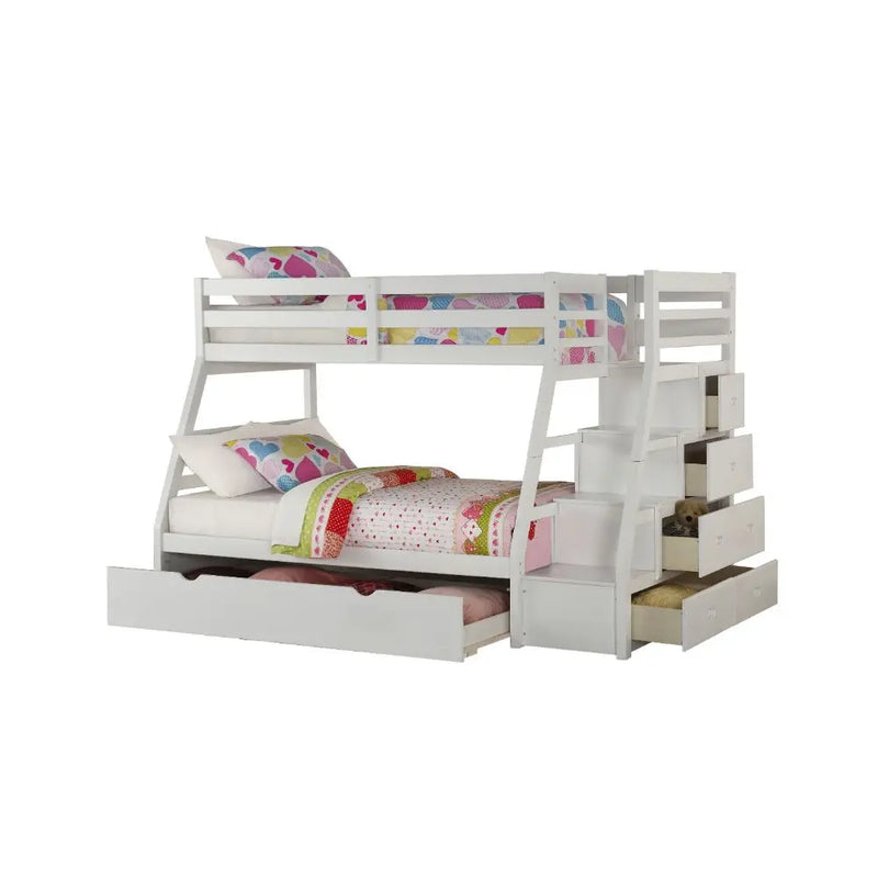 Denver Twin/Full Bunk Bed w/Storage and Trundle - White, White iHome Studio