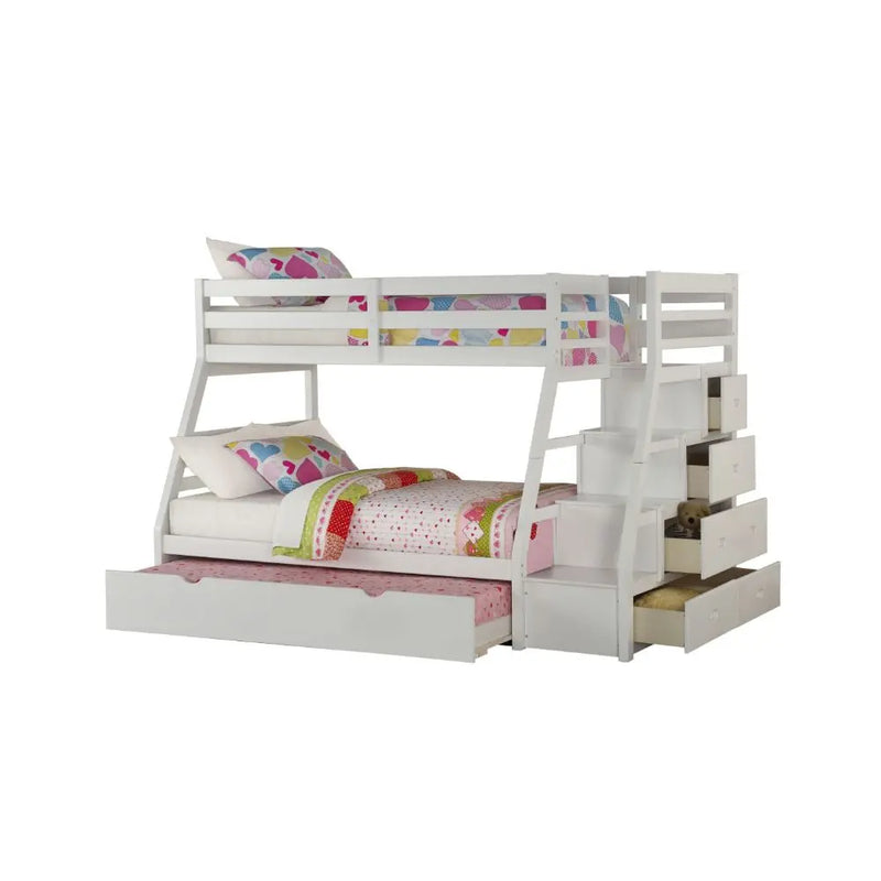 Denver Twin/Full Bunk Bed w/Storage and Trundle - White, White iHome Studio