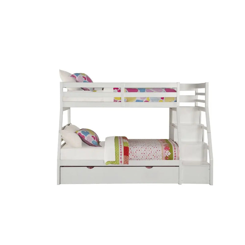 Denver Twin/Full Bunk Bed w/Storage and Trundle - White, White iHome Studio