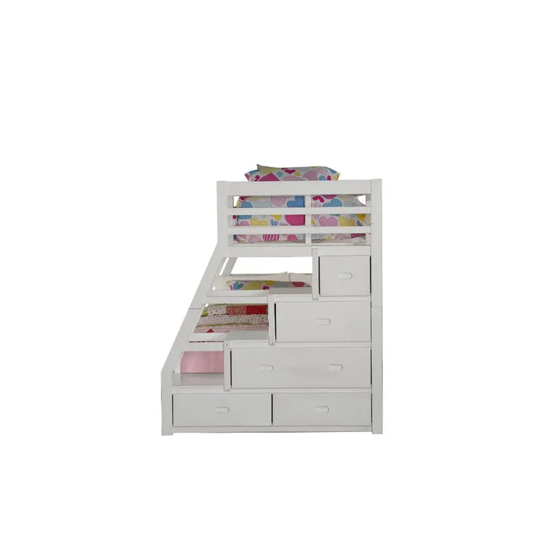 Denver Twin/Full Bunk Bed w/Storage and Trundle - White, White iHome Studio