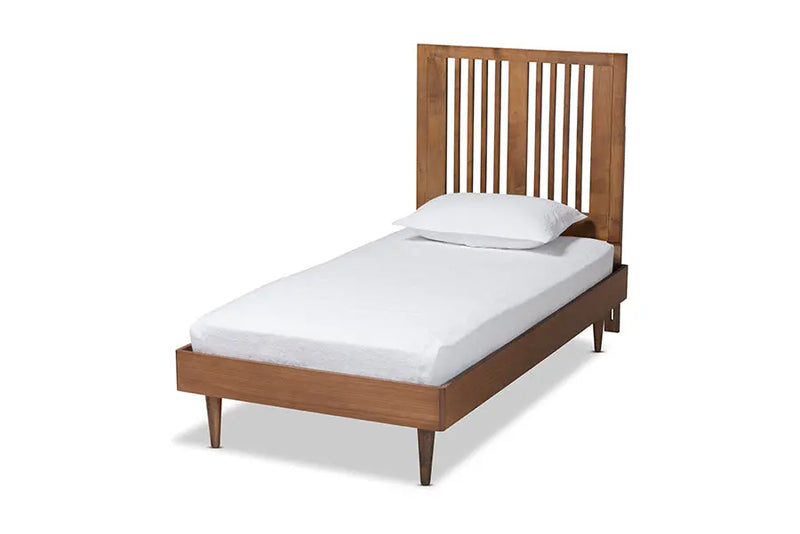 Derby Ash Walnut Finished Wood Platform Bed (Twin) iHome Studio