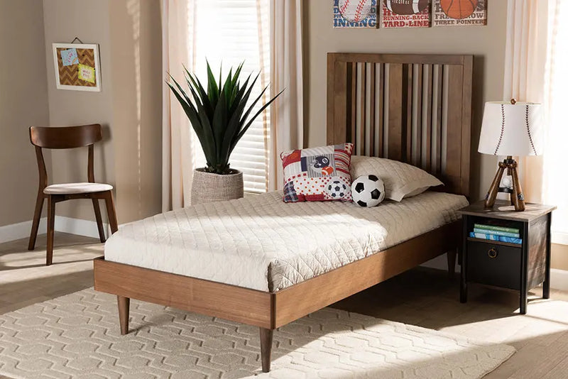 Derby Ash Walnut Finished Wood Platform Bed (Twin) iHome Studio