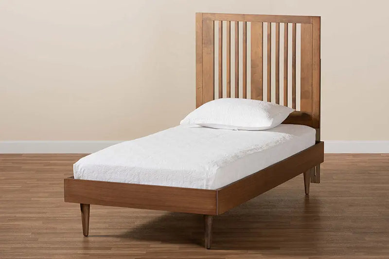 Derby Ash Walnut Finished Wood Platform Bed (Twin) iHome Studio