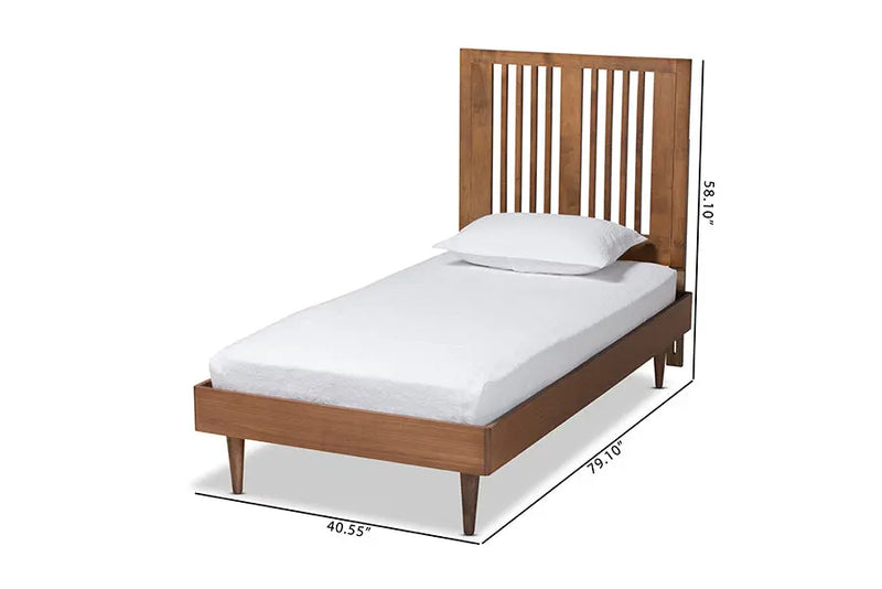 Derby Ash Walnut Finished Wood Platform Bed (Twin) iHome Studio