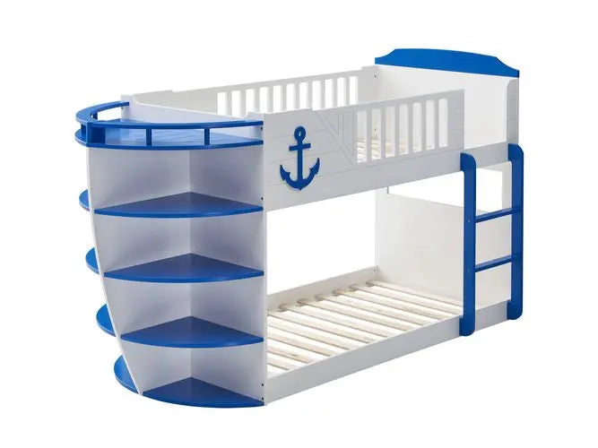 Dominic Boat Style Twin/Twin Bunk Bed, Sky Blue Finish iHome Studio