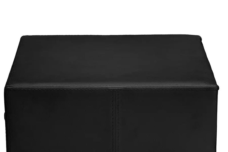 Dorian Black Faux Leather Upholstered Modern Nightstand iHome Studio