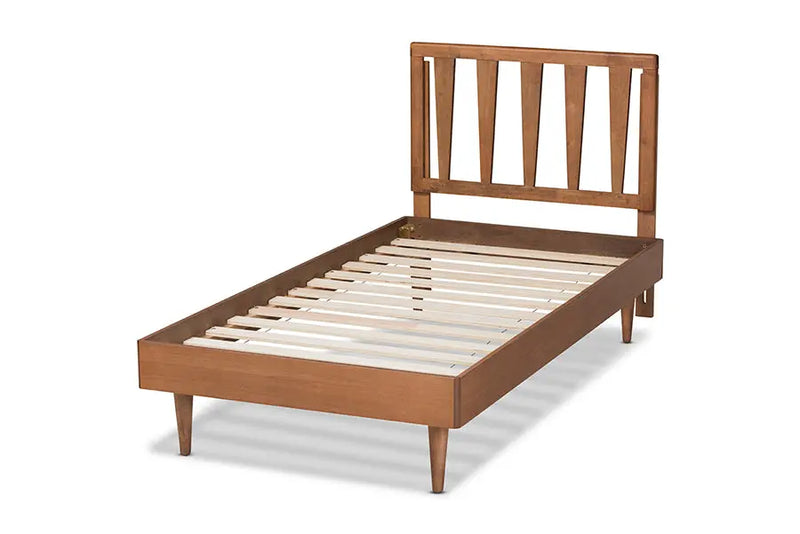 Durham Walnut Brown Finished Wood Platform Bed (Twin) iHome Studio