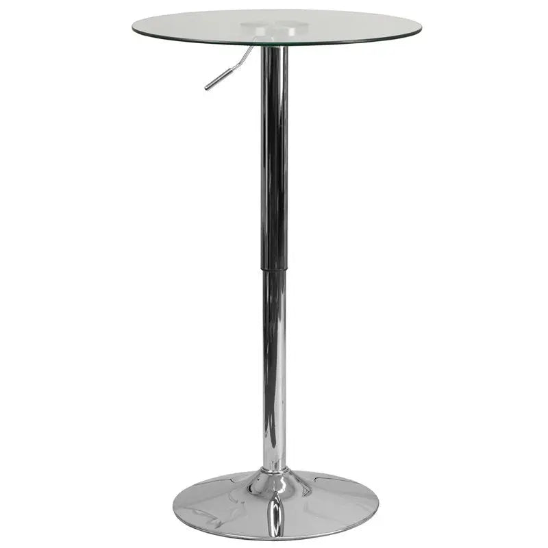 Dyersburg 23.5'' Round Height Adjustable Glass Table (33.5'' - 41'' Range) iHome Studio