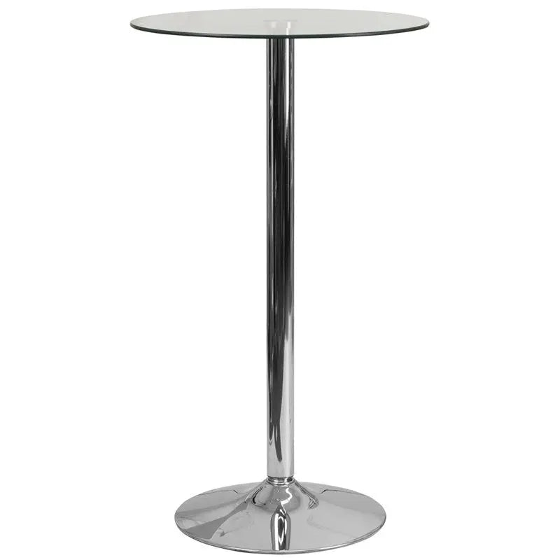 Dyersburg 23.75'' Round Glass Table w/41.75''H Chrome Base iHome Studio