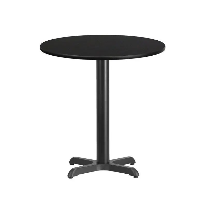 Dyersburg 24'' Round Black Laminate Table Top w/30"H X-Base iHome Studio