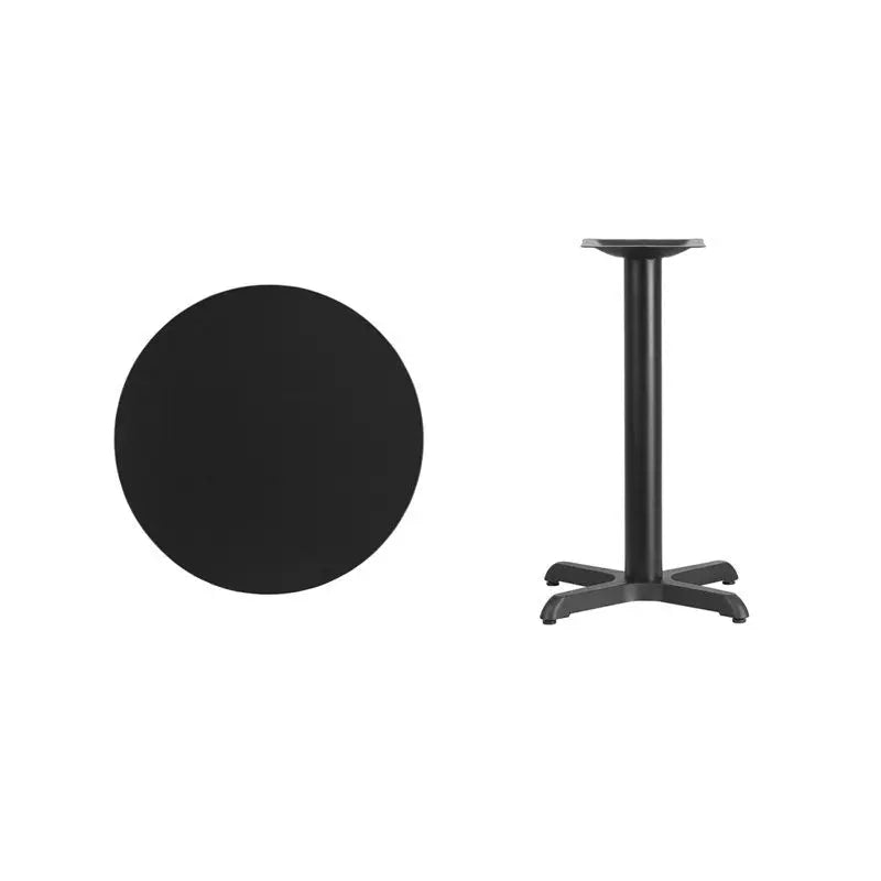 Dyersburg 24'' Round Black Laminate Table Top w/30"H X-Base iHome Studio