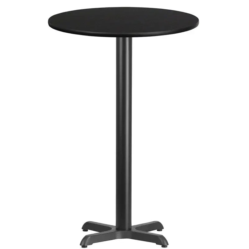 Dyersburg 24'' Round Black Laminate Table Top w/42"H X-Base iHome Studio
