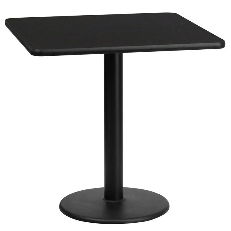 Dyersburg 24'' Square Black Laminate Table Top w/30"H Round Base iHome Studio