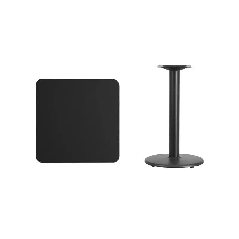 Dyersburg 24'' Square Black Laminate Table Top w/30"H Round Base iHome Studio