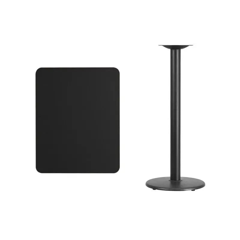 Dyersburg 24'' x 30'' Rectangular Black Laminate Table Top w/42"H Round Base iHome Studio