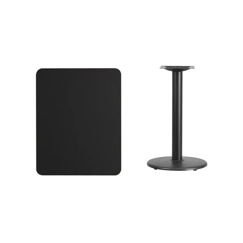 Dyersburg 24'' x 30" Rectangular Black Laminate Table Top w/30"H Round Base iHome Studio