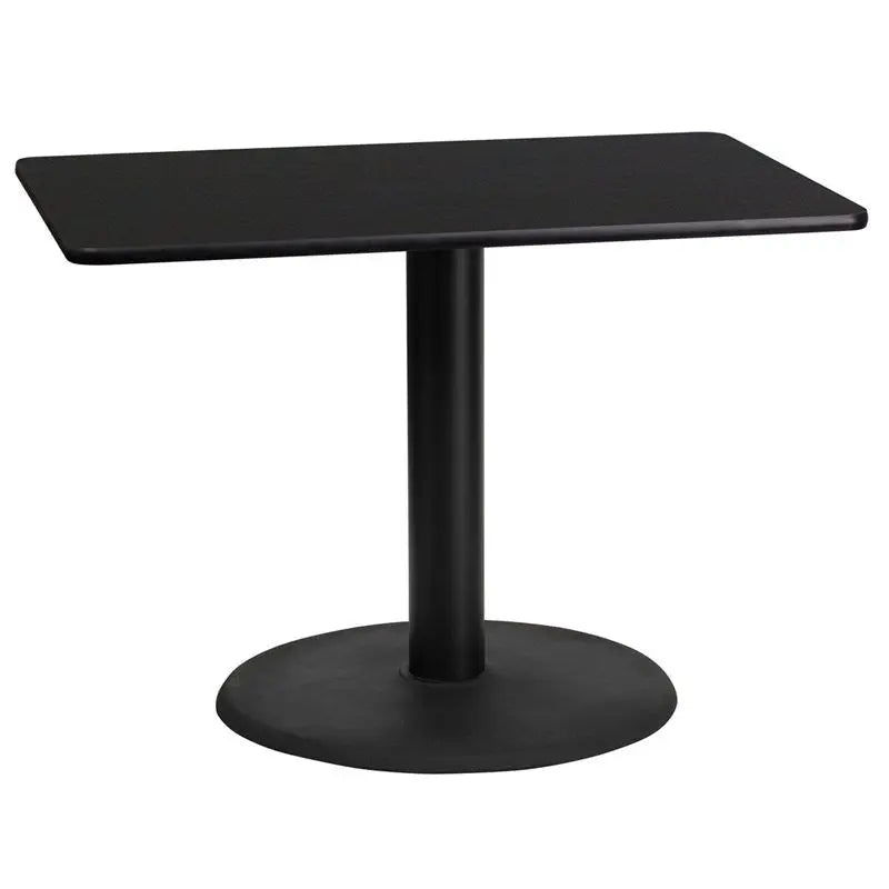 Dyersburg 24'' x 42" Rectangular Black Laminate Table Top w/30"H Round Base iHome Studio