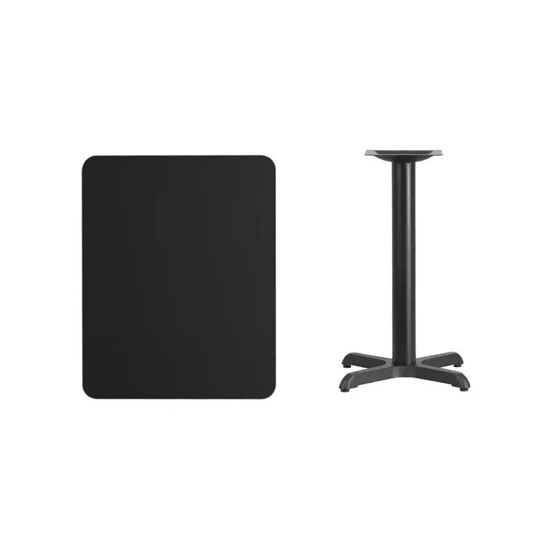 Dyersburg 24" x 30'' Rectangular Black Laminate Table Top w/30"H X-Base iHome Studio