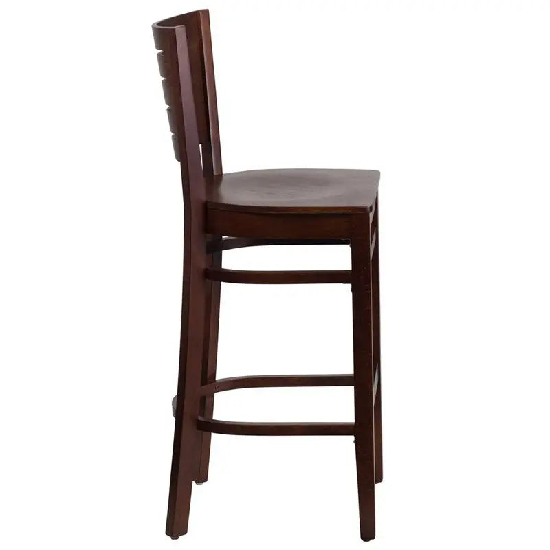 Dyersburg 29"H Wood Barstool Slat Back Walnut Wood Seat iHome Studio