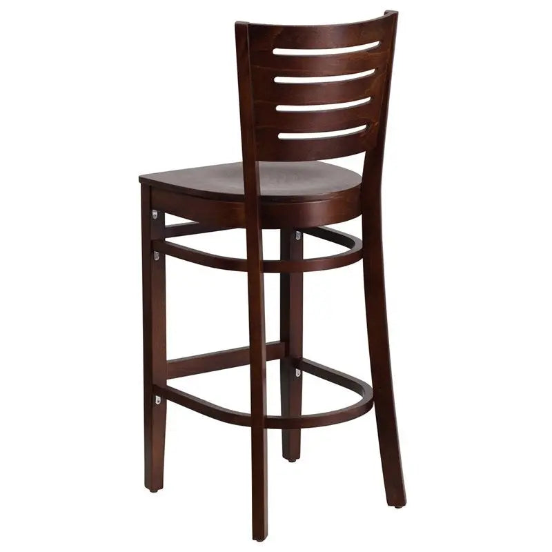 Dyersburg 29"H Wood Barstool Slat Back Walnut Wood Seat iHome Studio