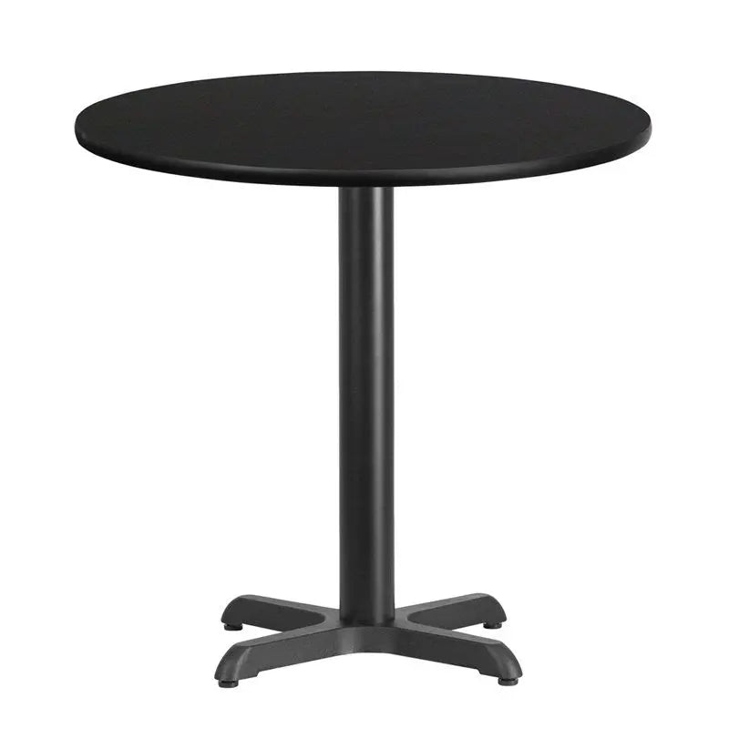 Dyersburg 30'' Round Black Laminate Table Top w/30"H X-Base iHome Studio